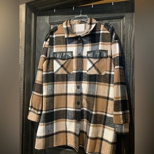 Long flannel shacket